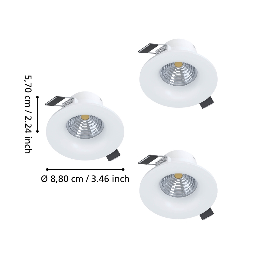 Eglo - Set da 3 faretti da incasso dimmerabili LED/4,8W/230V Ø 8,8 cm bianco