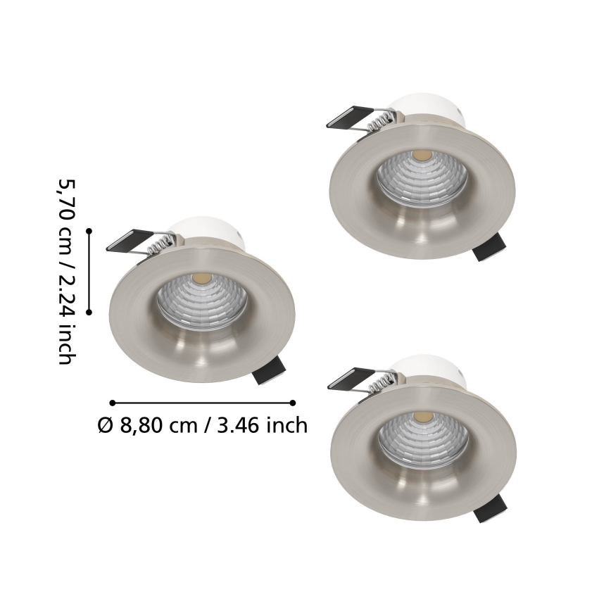 Eglo - Set da 3 faretti da incasso LED dimmerabili LED/4,8W/230V Ø 8,8 cm cromo opaco