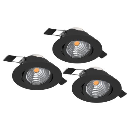Eglo - Set da 3 faretti da incasso dimmerabili a LED/6,4W/230V Ø 8,8 cm nero