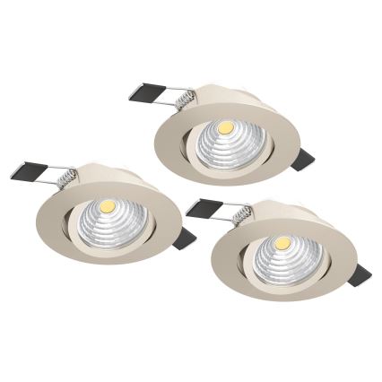 Eglo - Set da 3 faretti da incasso LED dimmerabili, 6,4 W, 230 V, Ø 8,8 cm, cromo satinato