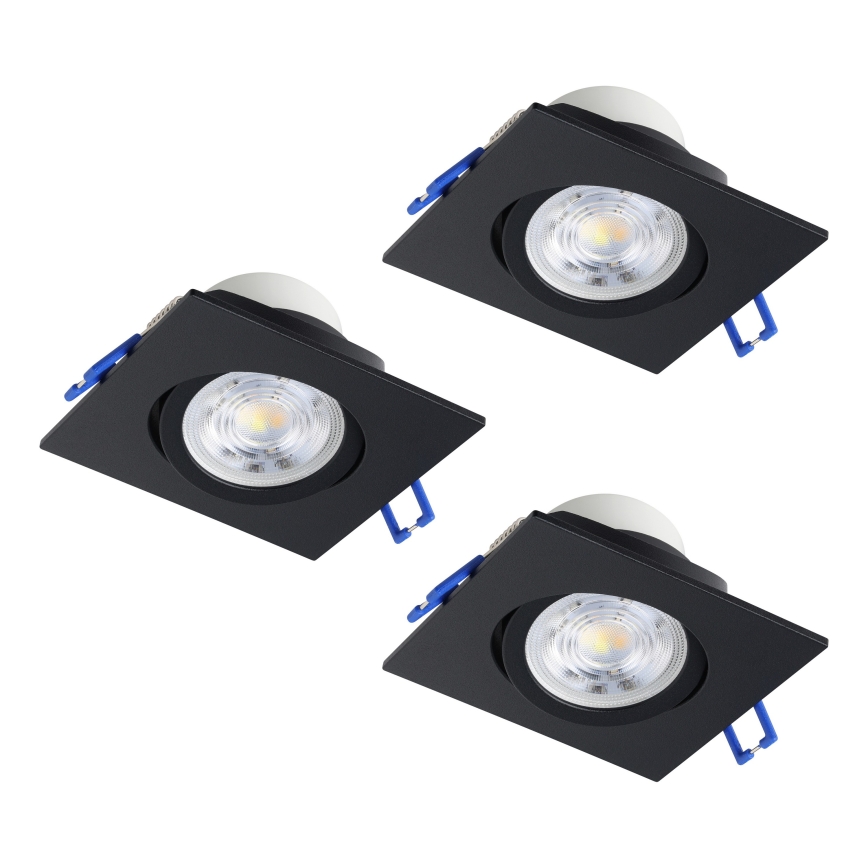 Eglo - Confezione da 3 faretti da incasso dimmerabili a LED 4,8W/230V 8,8x8,8 cm nero