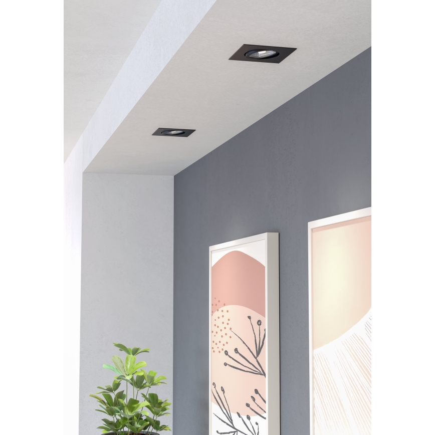 Eglo - Confezione da 3 faretti da incasso dimmerabili a LED 4,8W/230V 8,8x8,8 cm nero