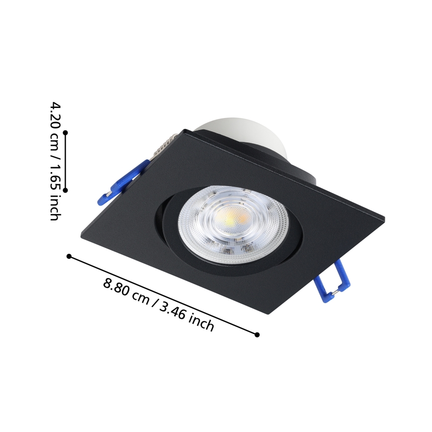 Eglo - Confezione da 3 faretti da incasso dimmerabili a LED 4,8W/230V 8,8x8,8 cm nero