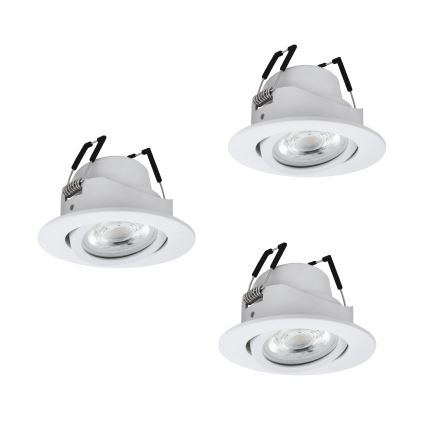 Eglo - Set da 3 faretti da incasso LED RGBW dimmerabili, 4,7 W, 230 V, 2700-6500 K, bianco