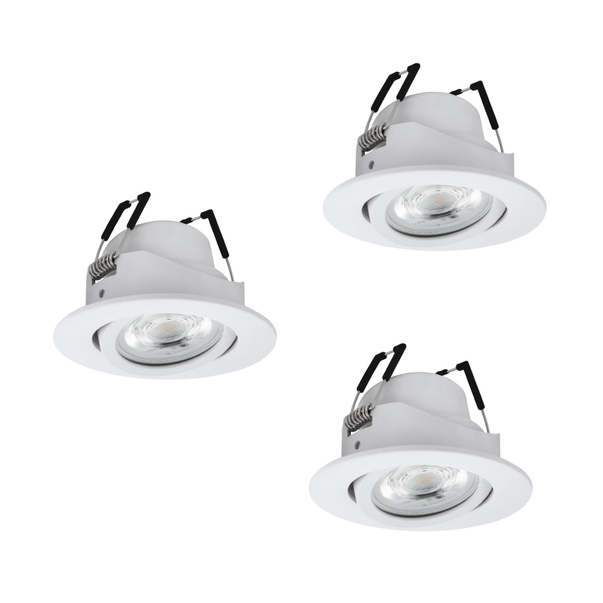 Eglo - Set da 3 faretti da incasso LED RGBW dimmerabili, 4,7 W, 230 V, 2700-6500 K, bianco
