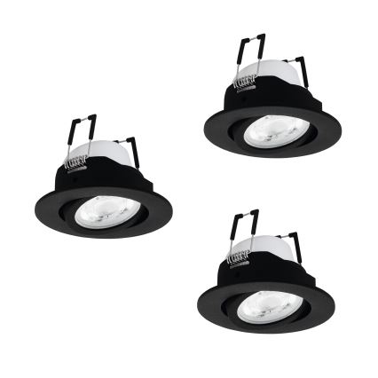Eglo - SET 3x faretti da incasso LED RGBW dimmerabili LED/4,7W/230V 2700-6500K nero