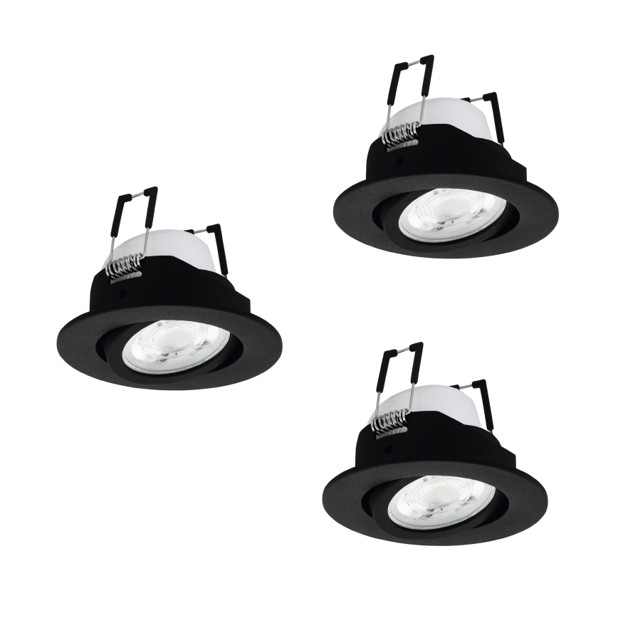 Eglo - SET 3x faretti da incasso LED RGBW dimmerabili LED/4,7W/230V 2700-6500K nero