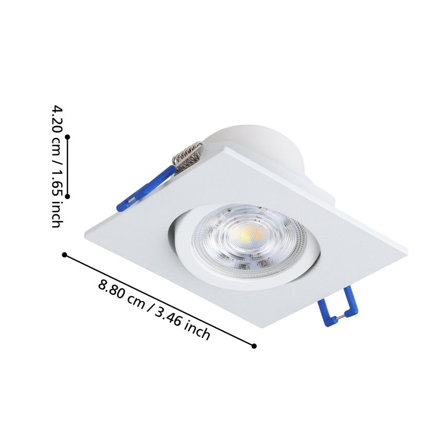 Eglo - Set da 3 faretti da incasso dimmerabili a LED/6,4W/230V 8,8x8,8 cm bianchi