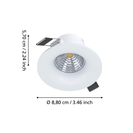 Eglo - Downlight LED dimmerabile LED/6,4W/230V Ø 8,8 cm bianco