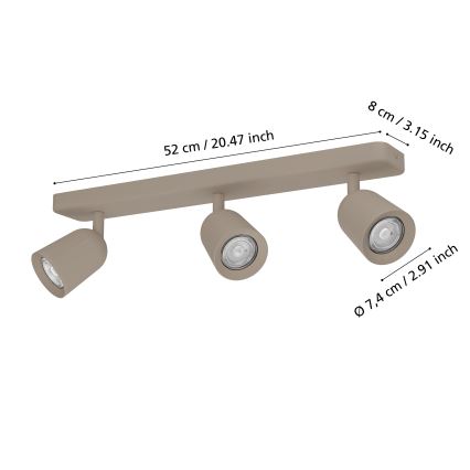 Eglo - Faretto 3xGU10/10W/230V beige