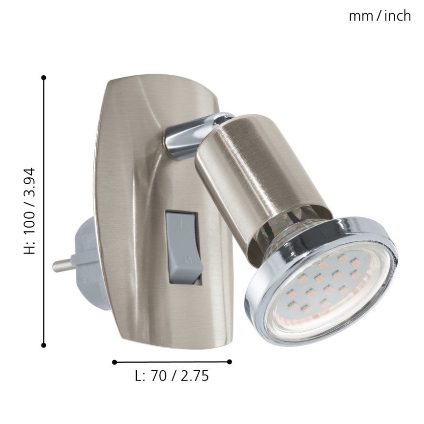 Eglo - Lampada LED con spina 1xGU10/2,8W/230V cromo opaco