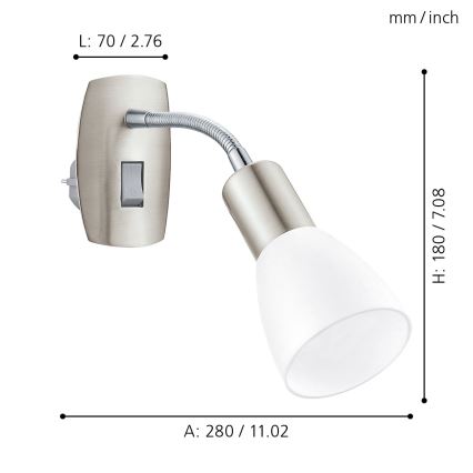 Eglo - Applique da parete con spina 1xE14/5W/230V cromo opaco