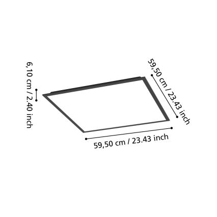 Eglo - Pannello LED a montaggio superficiale LED/32,5W/230V 2700/4000/6500K 60x60 cm nero