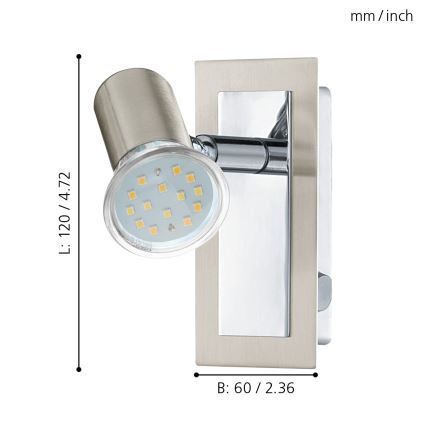 EGLO - Faretto da parete 1xGU10//3W/230V