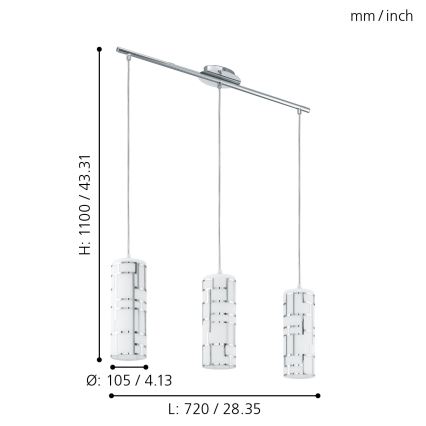 Eglo - Lampada a sospensione 3xE27/60W/230V