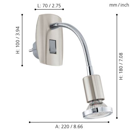 Eglo - Lampada LED con spina integrata 1xGU10-LED/3W/230V