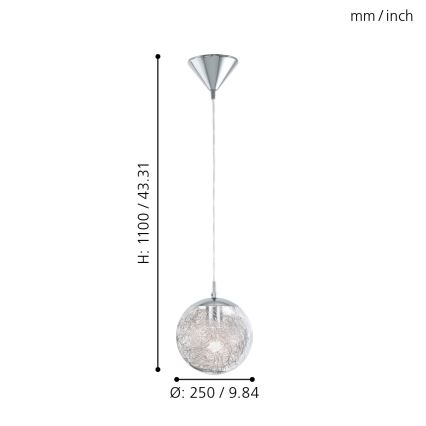 Eglo 93073 - Lampadario LUBERIO 1xE27/60W/230V Ø 25 cm