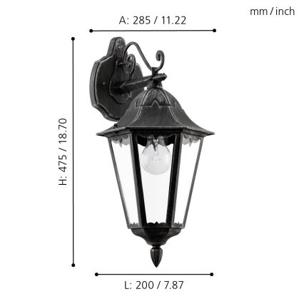 Eglo - Lampada da parete esterna 1xE27/60W/230V IP44