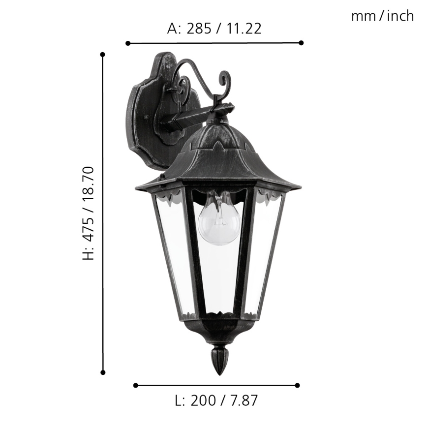 Eglo - Lampada da parete esterna 1xE27/60W/230V IP44