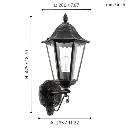 Eglo - Lampada da parete esterna 1xE27/60W/230V IP44