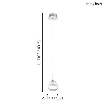 Eglo - Lampada LED a sospensione 1xLED/5W/230V