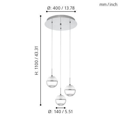 Eglo - Lampadario LED 3xLED/5W/230V