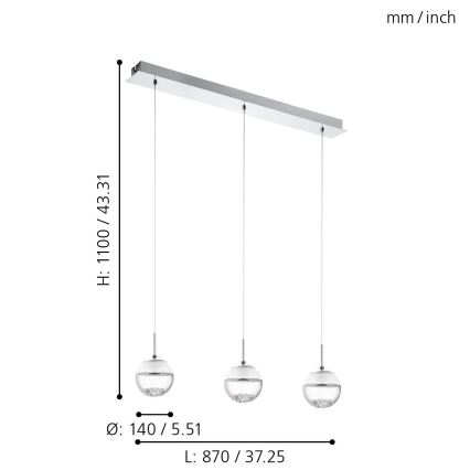 Eglo 93784 - Lampada LED a sospensione MONTEFIO 1 3xLED/5W/230V