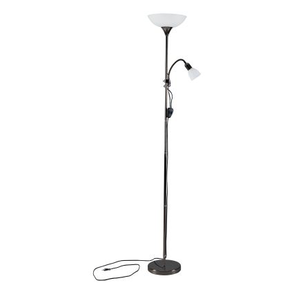 Eglo - Lampada da terra 1xE27/60W/230V + 1xE14/25W/230V cromo nero