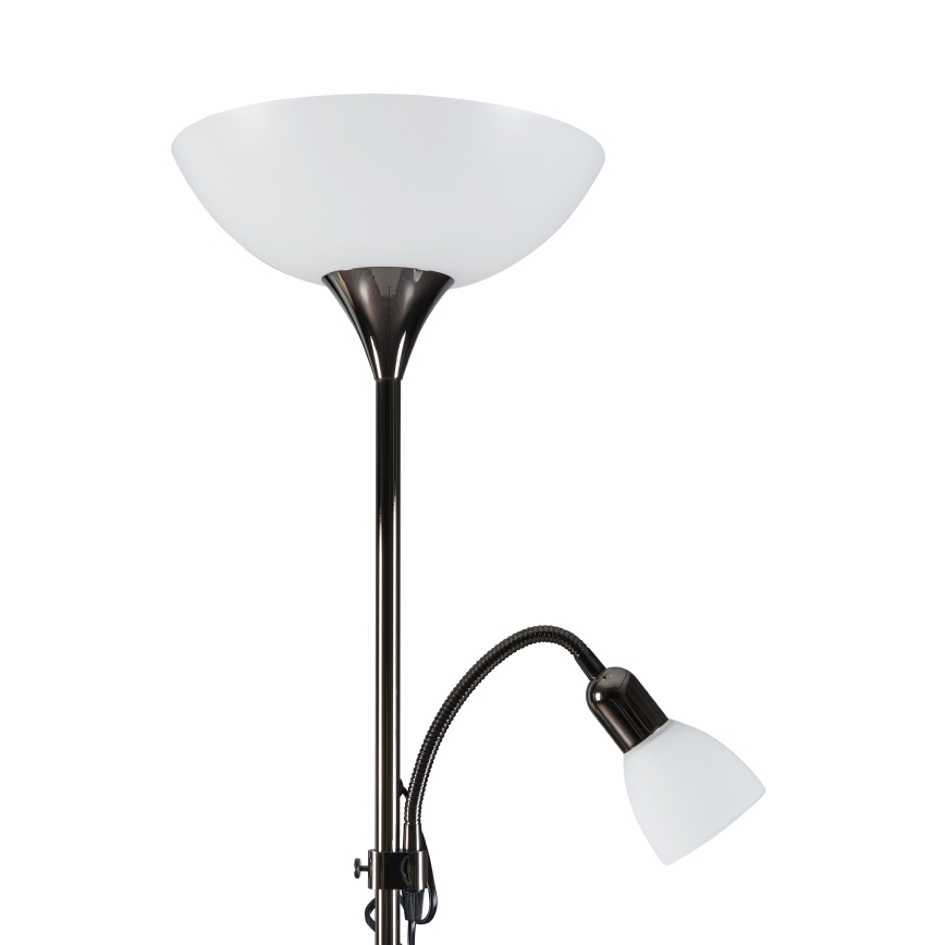 Eglo - Lampada da terra 1xE27/60W/230V + 1xE14/25W/230V cromo nero