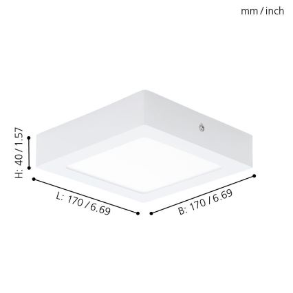 Eglo 94073 - Plafoniera LED FUEVA 1 LED/10,95W/230V