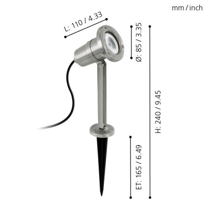 Eglo - Illuminazione LED da esterno 1xGU10/5W/230V