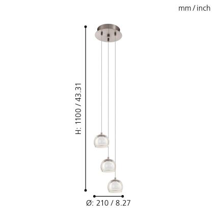 Eglo - Lampada LED a sospensione 3xLED/3,3W/230V