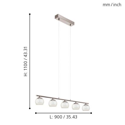 Eglo 94319 - Lampada LED a sospensione ASCOLESE 5xLED/3,3W/230V