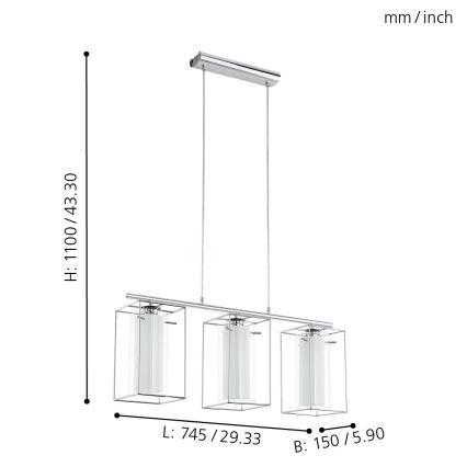 Eglo - Lampadario 3xE27/60W/230V