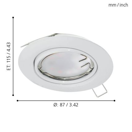 Eglo - KIT 3x Lampada LED da incasso PENETO 3xGU10-LED/5W/230V