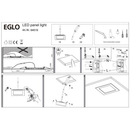 Eglo 94519 - Lampada LED da incasso FUEVA 1 LED/2,7W/230V