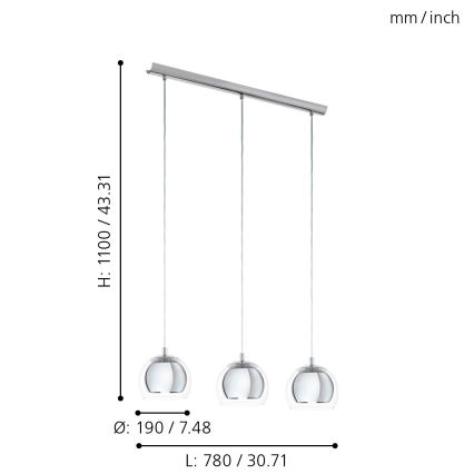 Eglo - Lampadario 3xE27/60W/230V