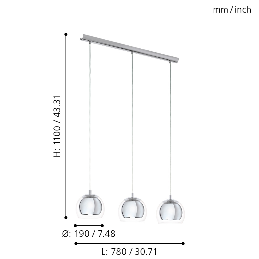 Eglo - Lampadario 3xE27/60W/230V