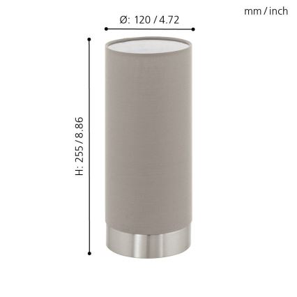 Eglo - Lampada da tavolo dimmerabile 1xE27/40W/230V taupe