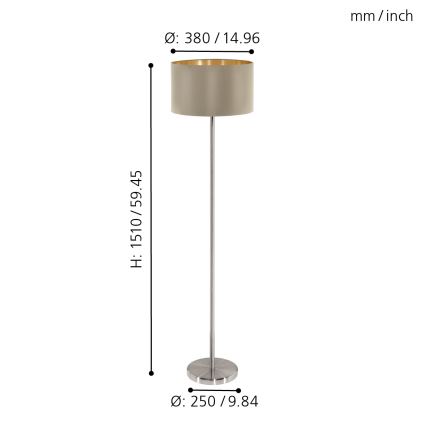 Eglo - Lampada con piedistallo 1xE27/60W/230V taupe
