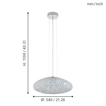 Eglo - Lampadario a sospensione con filo 3xE27/60W/230V