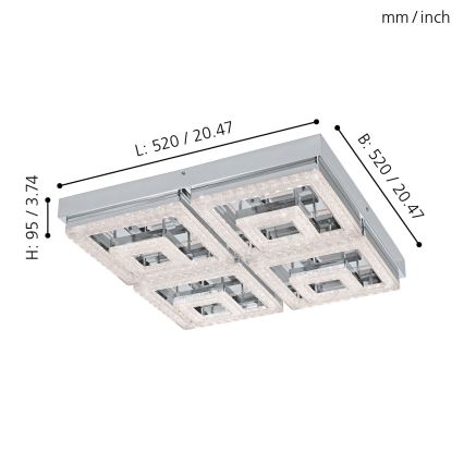 Eglo - Plafoniera LED di cristallo LED/48W/230V