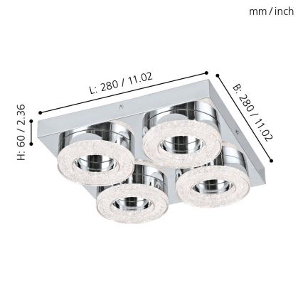 Eglo - Lampada da soffitto LED 4xLED/4W/230V