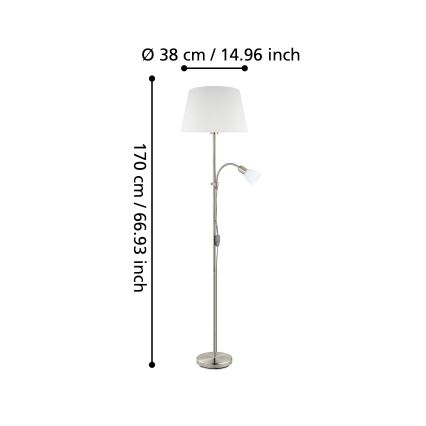 Eglo - Lampada da terra 1xE27/60W + 1xE14/40W