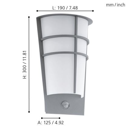 Eglo 96017 - Lampada da parete LED per esterni con sensore BREGANZO 1 2xLED/2,5W IP44