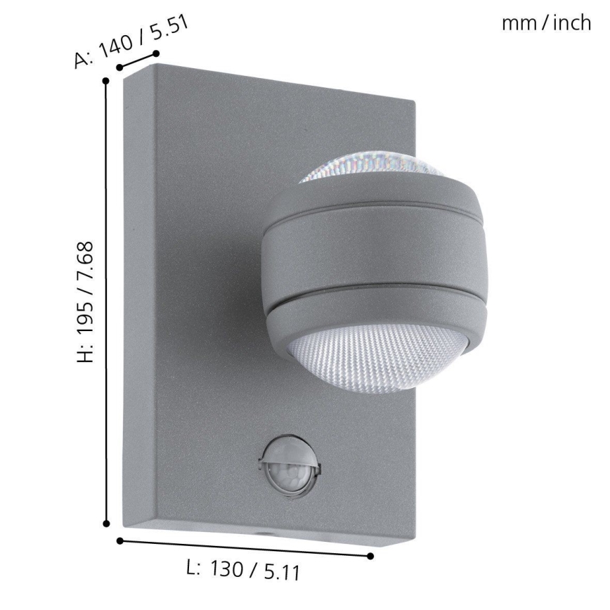 Eglo 96019 - Applique da esterno con sensore SESIMBA 1, 2x LED/3,7W, IP44