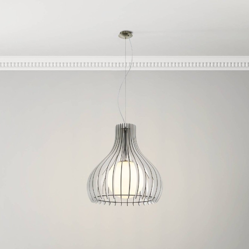 Eglo 96211 - Lampadario sospeso su cavo TINDORI 1xE27/60W/230V Ø 50 cm bianco