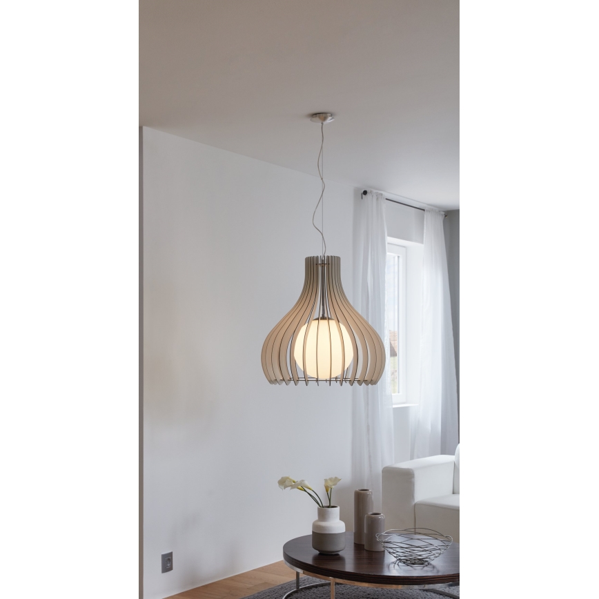 Eglo 96211 - Lampadario sospeso su cavo TINDORI 1xE27/60W/230V Ø 50 cm bianco