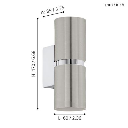 Eglo - Applique a LED 2xGU10/3.3W/230V tondo