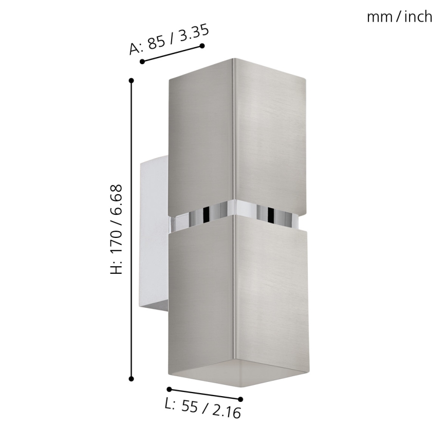 Eglo 96264 - Applique LED PASSA 2xGU10/2,8W/230V quadrata